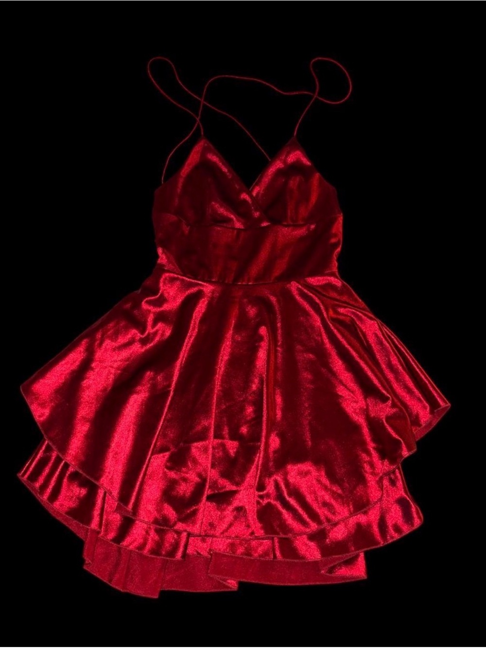 Princess Polly Red Satin Spaghetti-Strap Mini Dress small